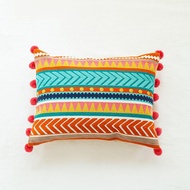 ปลอกหมอนอิงลายชาติพันธุ์ WGB45x45cm/30x60cm/30x50cm/30x45cm ปักลายดอกไม้สีสันสดใส พร้อมพู่สไตล์โบฮีเ
