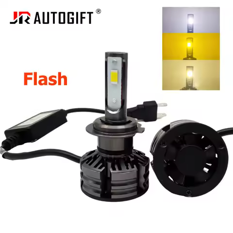 Car Tricolor 3Color LED Headlight turbo fan H1 H4 H7 H11 HB3 HB4 3000K 4300K 6000K Yellow White Flas