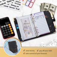 A6 PU Leather Binder Set with 8 Zipper Pockets 12 Cash Budget Cards 2 Sticker Sheets and Label Stick