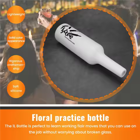 A74U White Flair Bartender Bartending Practice Silicone Bar Pub Bottle Wine Cocktail Shaker