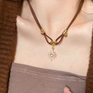 Retro Sun God Pendant Necklace Women 2023 Hot-selling Clavicle Chain Light Luxury Niche Sunflower Necklace Jewelry Trendy Girl Necklace iu Cute Jewelry Wear Matching Accessories Gift Jewelry