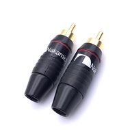 Hifi Brass  Nakamichi RCA Male Plug Jack Audio Cable Solder Gold plated Connector Black for 6mm Cable