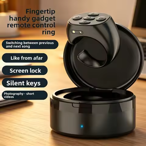 Bluetooth Ring Remote Control Selfie Shutter with Charging Case for Photography Video Recording iOS 