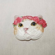 寫真貓電繡片-花圈貓(需熨燙)