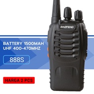 HT HandyTalky 888S 2 Unit Handy Talky Walkie Talkie UHF Alat Komunikasi Jarak Jauh - HItam