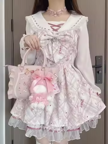 Japanese Lizlisa Lolita Dress 2025 Autumn New Bowknot Bear Perfume Dress Set
