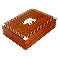 Indian Glance Double Deck Playing Card Holder Wood Box Case Tray - Playing Cards Holder Deck Wooden 