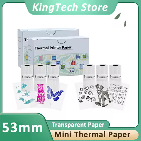 Transparent Self-Adhesive Stickers 53mm, Fit Mini Thermal Printers Multi-Color & Clear Combo Printin