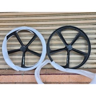 700c Fixie 5 Spoke Alloy Wheelset Satu set 3.6kg, ready stock