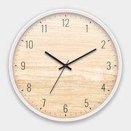 淺色木紋 台灣製30CM辦公居家時尚極簡靜音掃描掛鐘C024