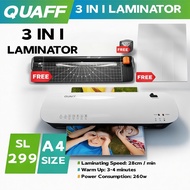 QUAFF SL299 3in1 A4 Laminator Hot&Cold  with R4 Corner Puncher & Sliding Cutter +  Laminating Film A