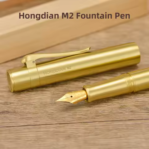 Hongdian M2 Brass Fountain Pen EF/F/M/Long Knife Nib Short Pocket Portable Writing Pen with Converte