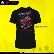 Cyberpunk 2077 Game Short-Sleeved T-Shirt Fashion Cool Handsome Street Dark Japanese Samurai Mask Me