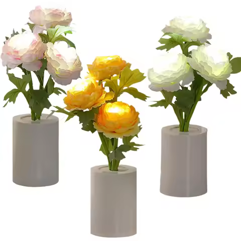 LED Simulation Flower Lamp Warm Light Peony Atmosphere Light Besides Flower Lamp for Valentines Chri