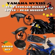 COMBO SET YAMAHA AEROX NVX155 V1 V2 SEAT STORAGE BUCKET COVER + REAR HUGGER  .