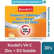 Kordel's Triple Action Vitamin C 1000mg + Zinc +D3 10 tablets/10sx3 [New Formula]
