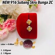 NEW GOLD 916 Subang Skru Bunga 0g 1g 2g 150524