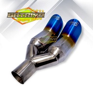 5Zigen Car Racing Exhaust Blue Branch Full Stainless Bass Cool Round Soft Car Exhaust Avanza Vios Se