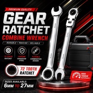 Professional Metric Flexible Combination Wrench Ratchet Spanar 6mm-27mm CR-V Tool