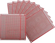 QUARKZMAN Pack of 10 Solderable Breadboard 3.54 x 2.76 Inch Double-Sided PCB Red Tin-Plated PCB Boar