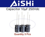 10uf 250v คาปาซิเตอร์ 10uf250v Capacitor 250v/10uf ตัวเก็บประจุไฟฟ้า ตัว C(ขนาด 10.0x12.0mm) 1 ชุด ม