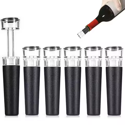 Silicone Bottle Stoppers with Built-in Vacuum Wine Saver Pump Food-safe Silicone Caps Vacuum Wine St