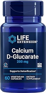 Life Extension Calcium D-Glucarate 200mg - Detox, Liver Health, Supports Already-Healthy Cholesterol Levels, Gluten free, Non-GMO - 60 Vegetarian Capsules