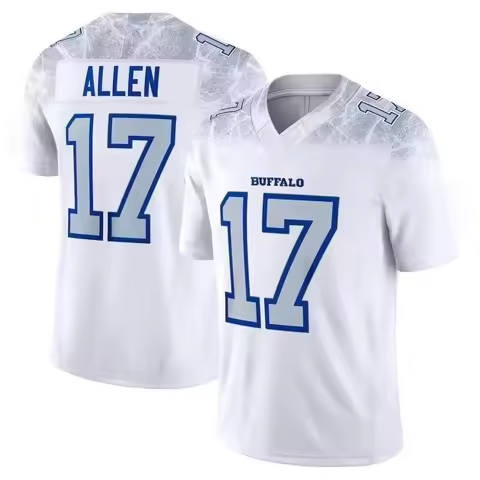 Men Buffalo Bills #17 Josh Allen Jersey White V Neck Name Number Short Sleeve Sports Game Jersey for