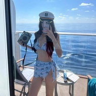 Korean Girl bikini Hot Girl Striped Sexy Hot Girl Hot Spring Swimsuit Female bikini Three-Piece Suit