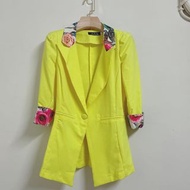 螢光黃 袖口設計 單扣 西裝外套 修身款