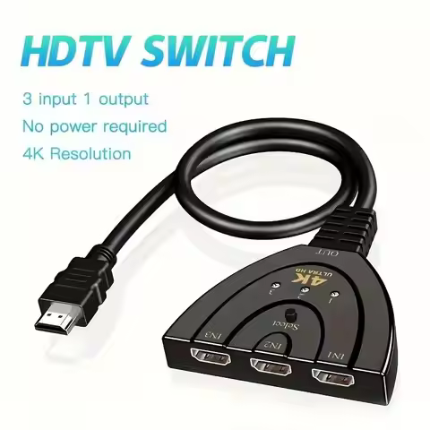 4K HDTV Splitter 3 In 1 Out 3-Port HD Switcher Selector HD Cable Supports Full HD 4K 1080P 3D Player