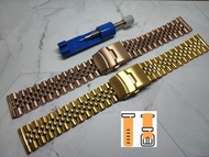 20/22mm 珠型 鋼錶帶 貴金屬顏色 *玫瑰金 金色* 不鏽鋼錶帶 送工具 適用 : Rolex Panerai Omega IWC Tudor Seiko 錶帶