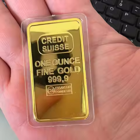 1 Kilo Gold Bar Replica Swiss Style Pure Copper Gold Plated Display Prop for Collectors And Display