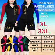 Plus Size Rashguard Terno Short with Zipper swimming attire beach outfit XL-3XL