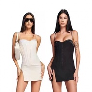 IAMGIA Sexy Fishbone Hook Buckle Skinny Waist Slit Dress