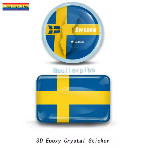 3D Epoxy Silicone Dome Car Sticker Sweden Flag National Emblem Vinyl Stereo Decal for Laptop Car Mot