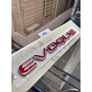 Evoque stamp - Red evoque Logo - evoque lettering on Landrover Range rover rear trunk