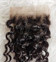 Clytie One Donor Raw Indian Temple Curly Human Hair 4x4 Lace Closure With Pre plucked Hairline Cutic