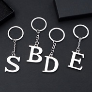 1pcs Silver Color Metal 26Letter Keychain A-Z Initial Pendant Unisex Car Keyring DIY Accessories