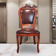 Chair Solid Wood Fabric Chair European Hotel Hotel Back Chair Pull Buckle Gold-Painted Banquet Chair
