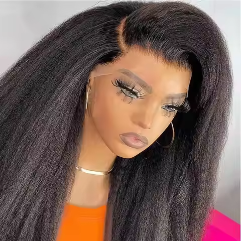 40 Inch Kinky Straight 13x4 HD Lace Front Wigs Human Hair No Glue 5X5 Closure Yaki Straight Wigs Hum