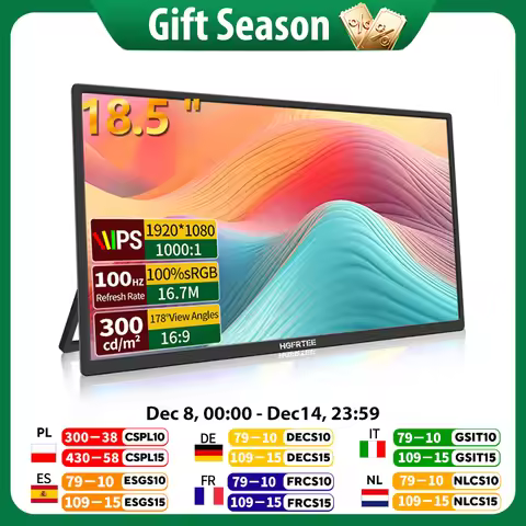 HGFRTEE 18.5inch 100Hz Portable Monitor With VESA Hole Stand PC Gaming Extended Display ADS-IPS Larg