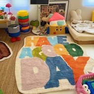 Bedroom Carpet Irregular Fake Cashmere Rug Dopamine-Colored Living Room Carpet Home Bedroom Carpet B