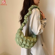 [clarins.sg] Women Dumpling Shoulder Bag Ruched Dumpling Bag Clutch Purse Crossbody Bag