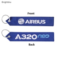 [Brightbiu] 1Pc Airbus Keychain Phone Straps Embroidery A320 Aviation Key Ring Chain for Aviation Gi