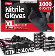 Supmedic Black Nitrile Exam Glove, 5 mil Powder-Free Latex-Free Disposable Medical Gloves, Case of 1000 Pcs (S/M/L/XL)