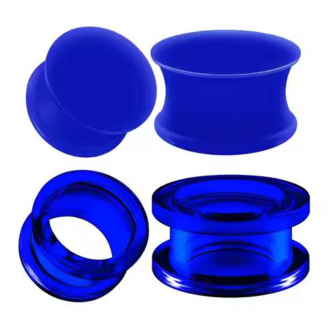 1 Pair Blue Silicone Double Flared Saddle Piercing Jewelry Stretcher Ear Plugs Earring Lobe Acrylic 
