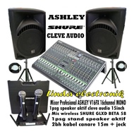 PAKET SOUND SYSTEM CLEVE AUDIO15 Inch DAN MIXER ASHLEY 16channel