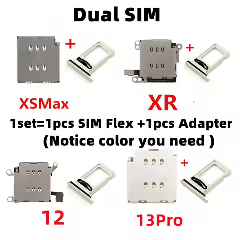 AliSunny 1set Dual Sim Card Reader Connector Flex Cable + Tray Slot Holder Adapter for iPhone 11 12 