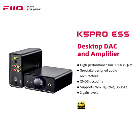 FiiO K5 Pro ESS ES9038Q2M|768K/32Bit and DSD decoding Deskstop DAC and Amplifier for Home and Comput